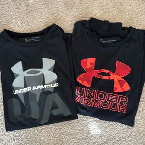 2 Under Armour Black Tees YXL